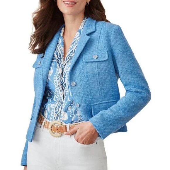 J.McLaughlin French Blue Claudie Women's Tweed Jacket - Picture 4 of 10